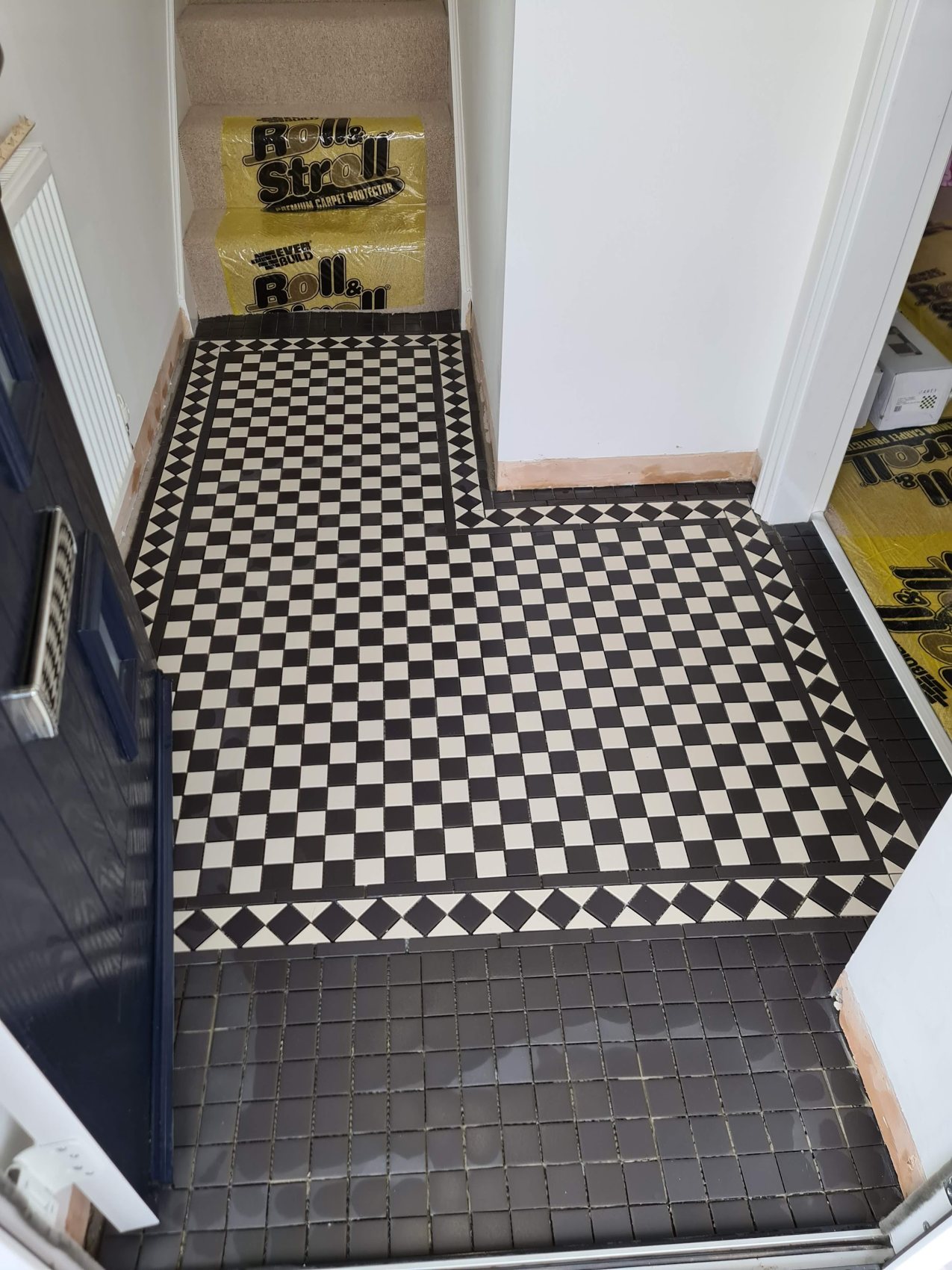A black and white Victorian-style floor